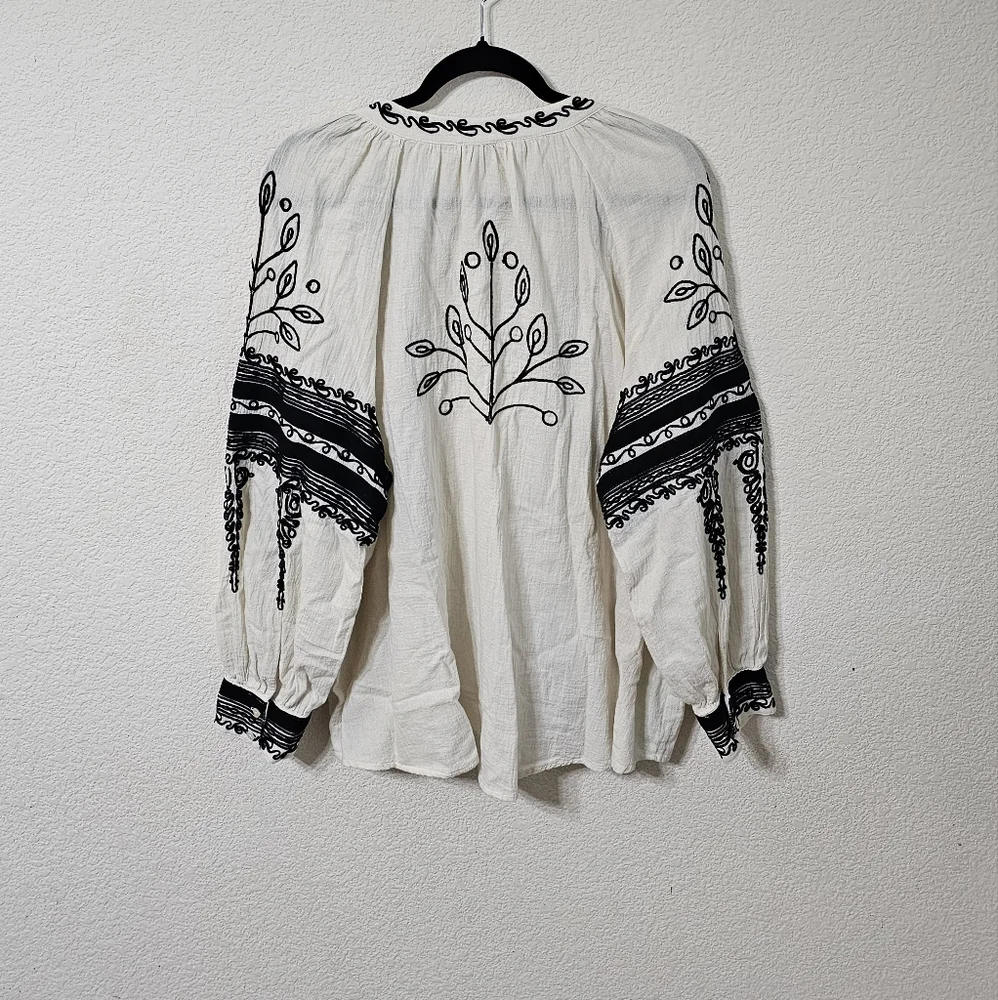 Sundance Blouse Womens XXL Embroidered V-Neck Long Sleeve Pullover Top - Picture 2 of 7